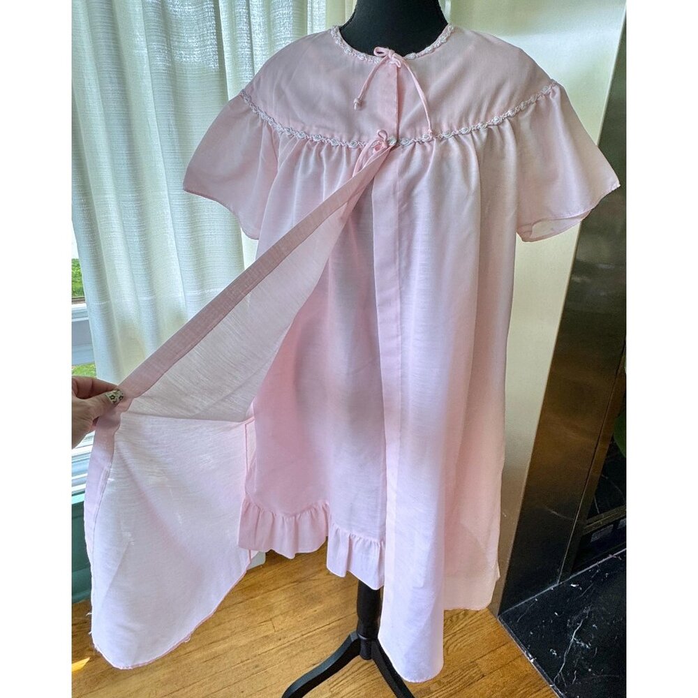 Vintage 1980s lingerie set, peignoir, negligee and bouffant panties, pink pastel